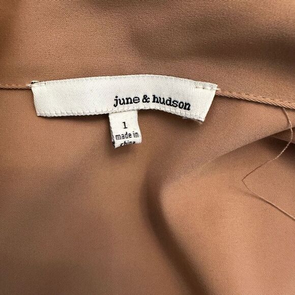 June & Hudson Belted Wide Collar Sleeveless Trench Coat Brown Size Large - Picture 4 of 5